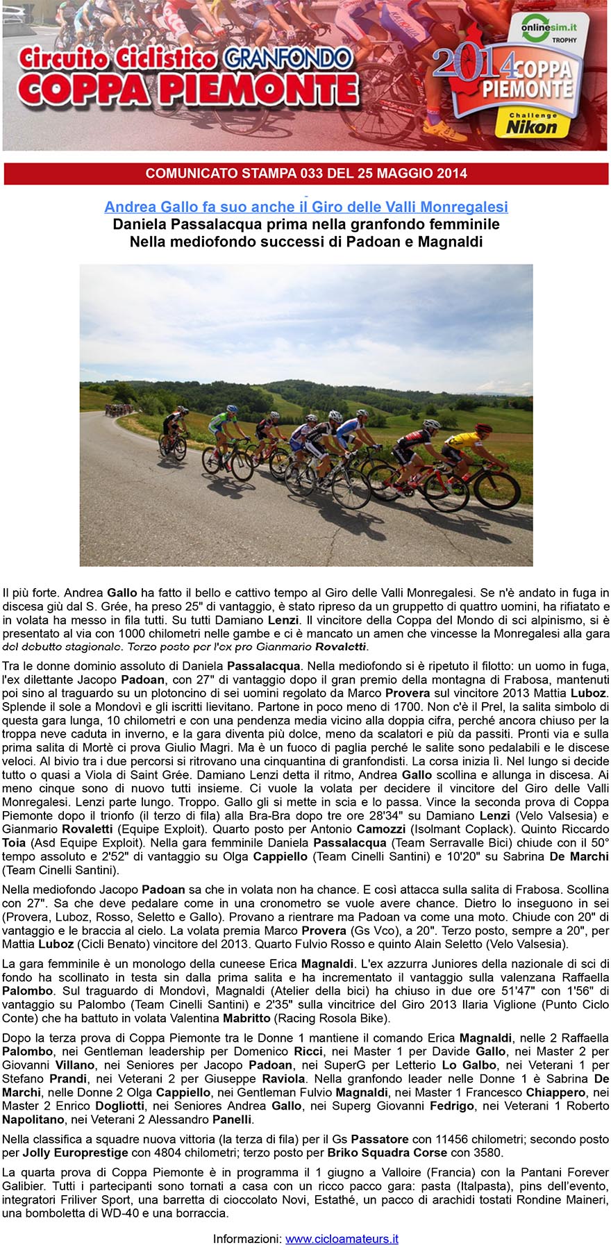 Circuito Coppa Piemonte  Andrea Gallo fa suo anche il Giro delle Valli Monregalesi